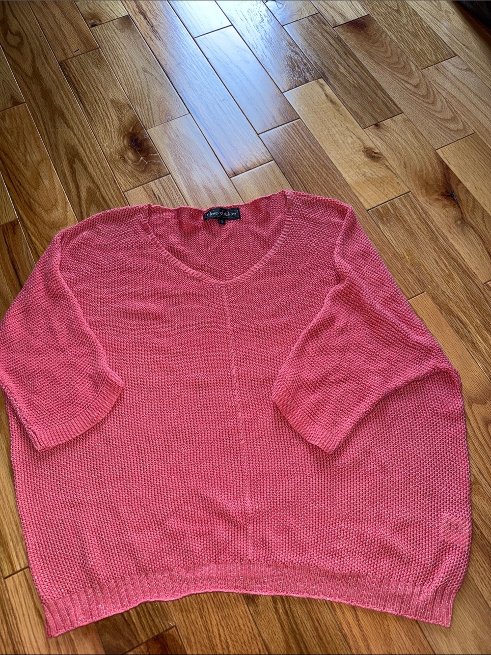 Flora Ashley Women's Coral V-Neck Knit Sweater Size S